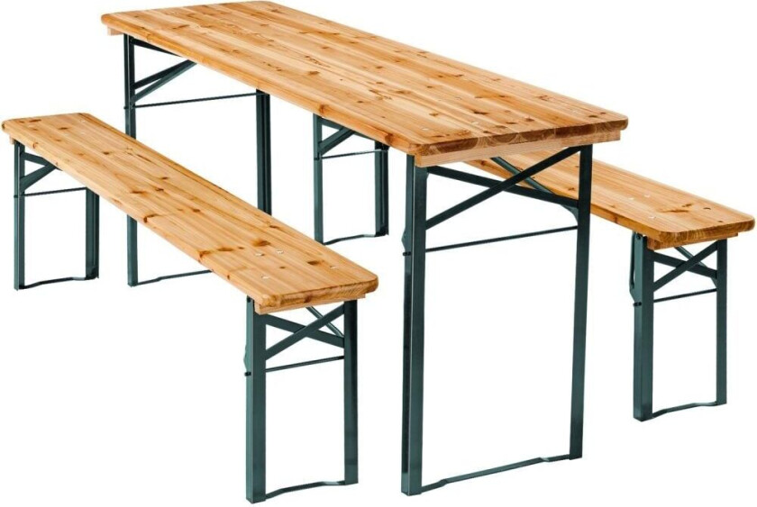 Piknikbord med 2 benker - brun