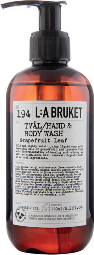 L:a Bruket 194 Hand & Body Wash Grapefruit Leaf (Størrelse: 240 ML)