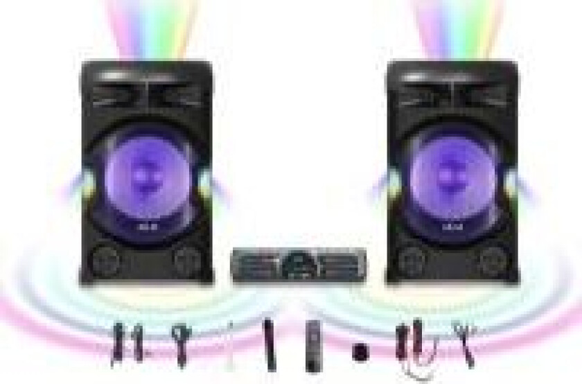 Aiwa column BT party høyttalersystem med AKAI Y3 Dual Speaker System forsterker