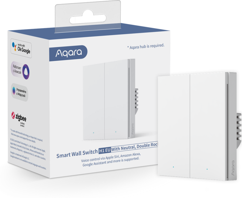 Smart Wall Switch H1 Dobbel med nøytralleder