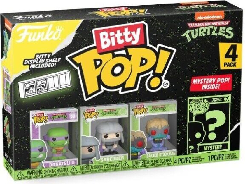 Funko Bitty Pop! Teenage Mutant Ninja Turtles 4-Pakning - Donatello / Shredder / Baxter Stockman