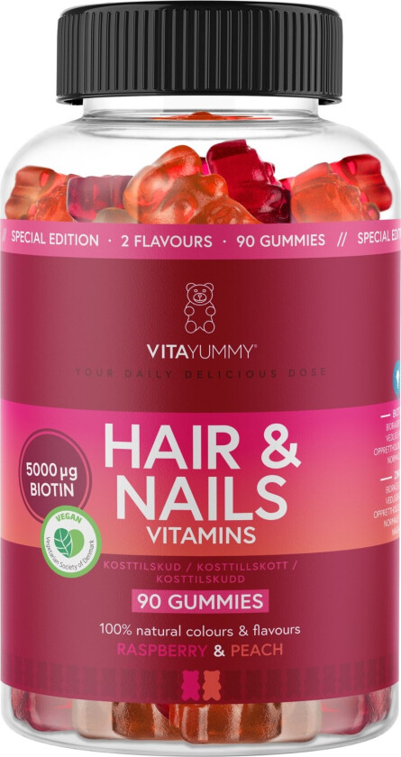 Bilde av Hair & Nails Vitamins Rhubarb & Peach (U)   90 stk.