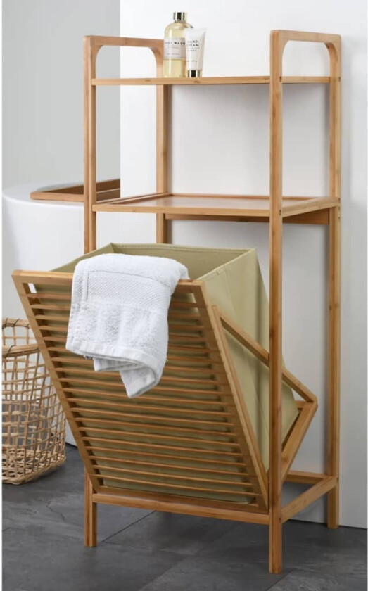 Bathroom Solutions Hylle 2 etasjer og skittentøyskurv bambus 95 cm