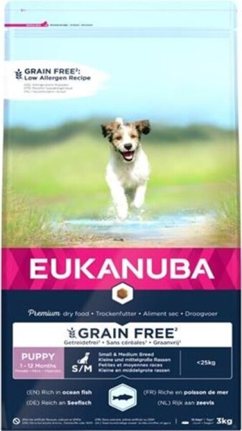 Eukanuba Puppy Grain Free Small & Medium Breed Ocean Fish (3 kg)
