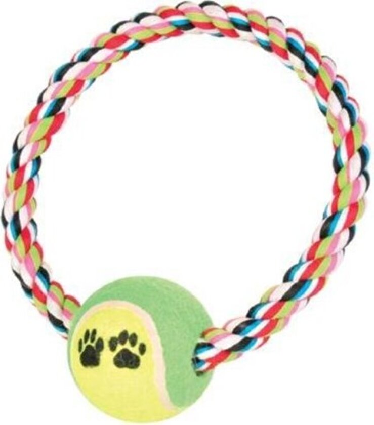 Rope Ring with Tennis Ball 6.4cm assorted colours