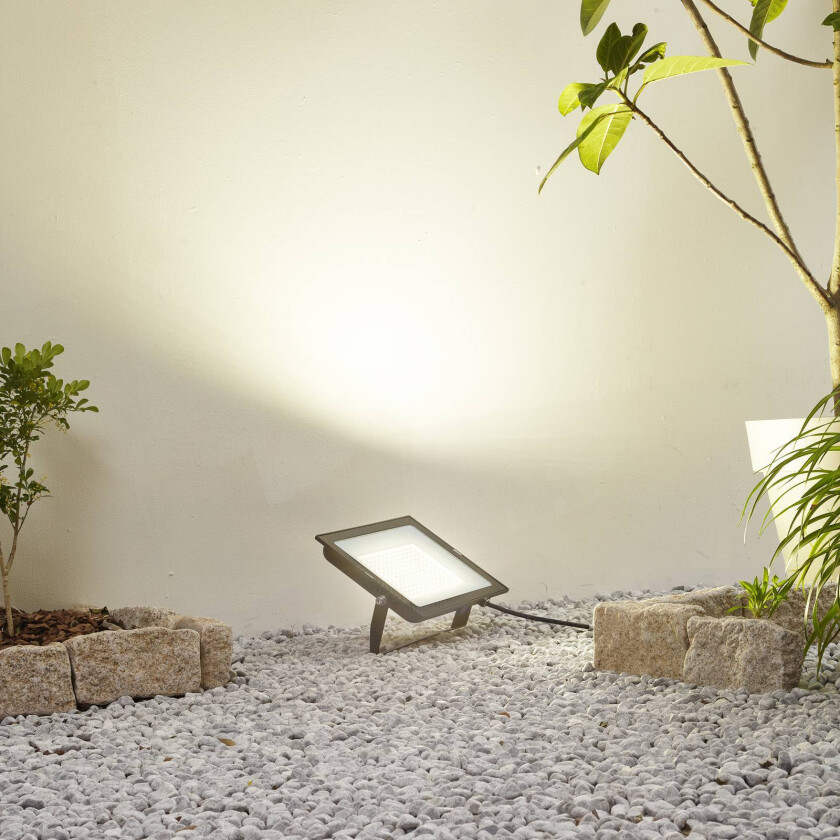 Prios LED utendørs spotlight Maikel, 150W, 12000lm, aluminium