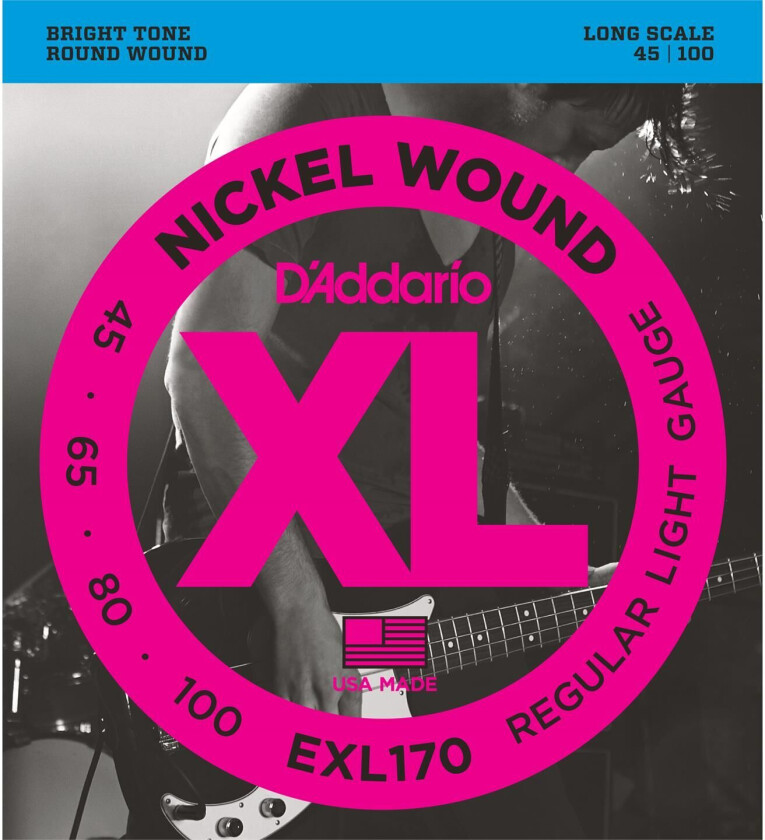 Bilde av DAddario EXL170 Bass Guitar Strings Light 45-100 Long Scale