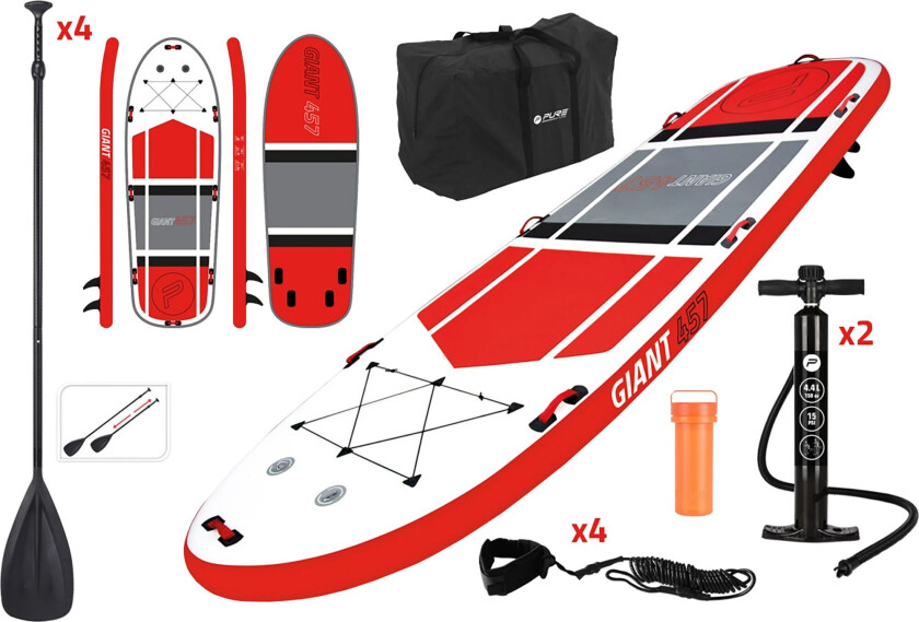 PURE4FUN SUP GIANT Complete package, padlebrett Red/black/grey/white