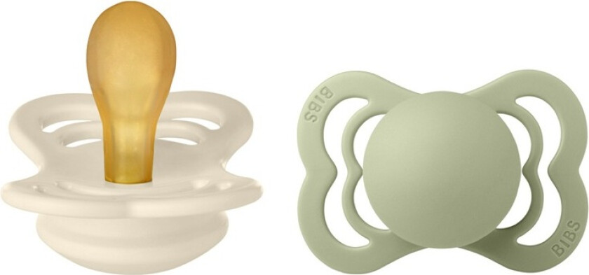 Pacifier Supreme Latex Ivory/Sage Size 1 2pcs