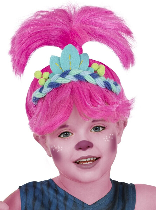 FUNIDELIA Poppy Parykk Trolls 3 til jenter - Størrelse: 0 - Rosa