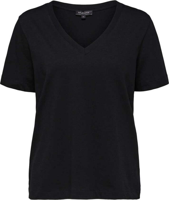 Selected Femme Standard V Hals T-skjorte - Black