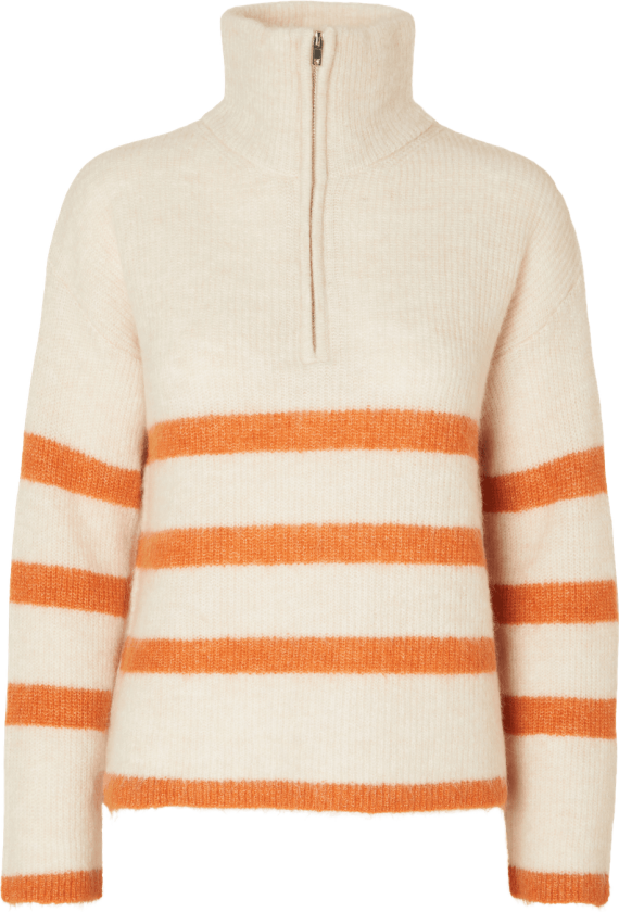Selected Femme Maline Knit Half Zip Genser - Birch