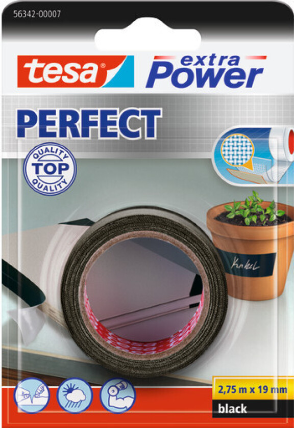 tesa lerretstape XP 19 mm x 2,75 m, sort