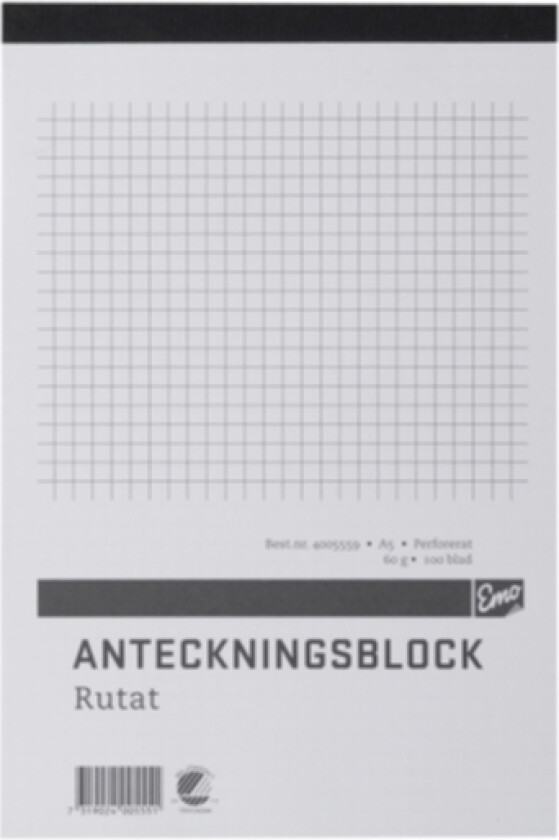 Notatbok A5 rutet, perforert, 5 stk.