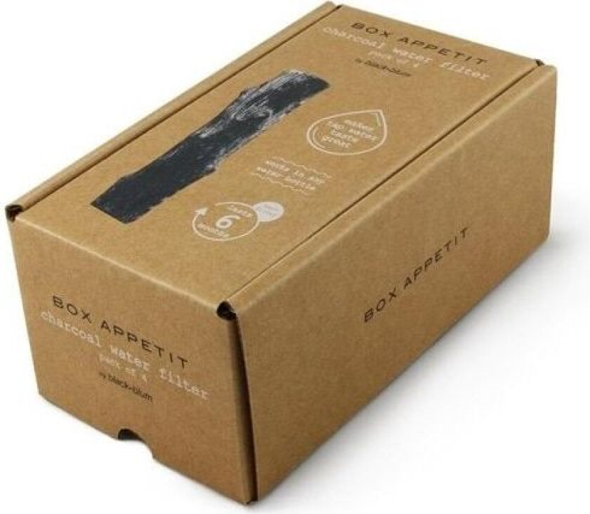 svart + blum 4 aktive karbonfiltre i gaveeske, Binchotan aktivt kull