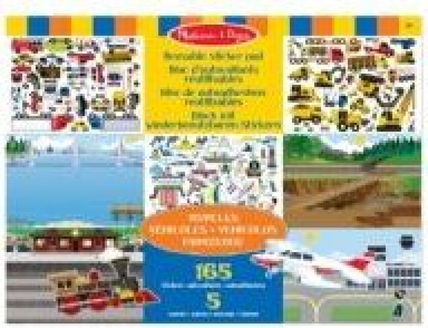 Melissa & Doug Reusable Sticker Pad - Vehicles, 165 stykker, 3 år, Flerfarget