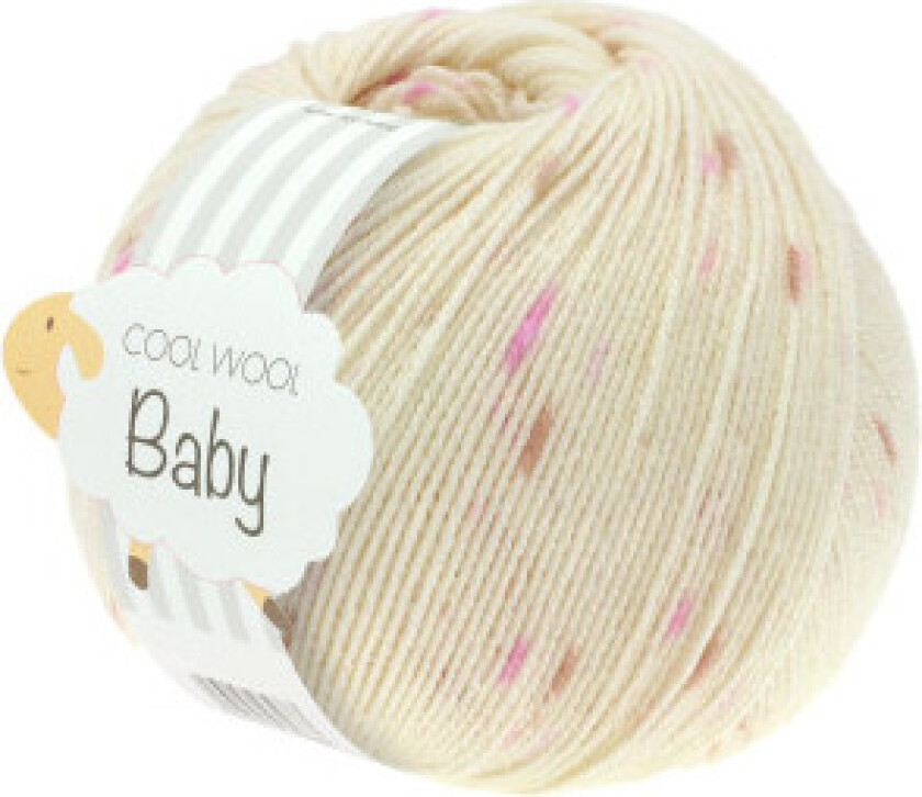 Cool Wool baby Garn Print 353 Råhvit/Syren/Rosa/Bær