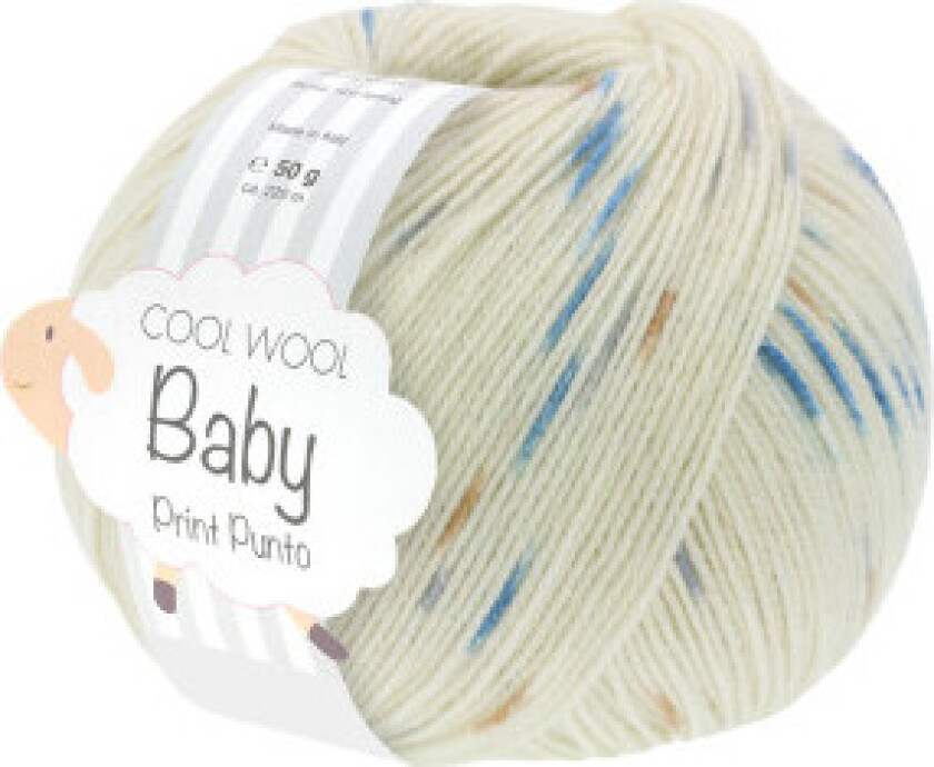 Cool Wool baby Garn Print 364 Krem/Kamel/Lys grå/Mørk grå