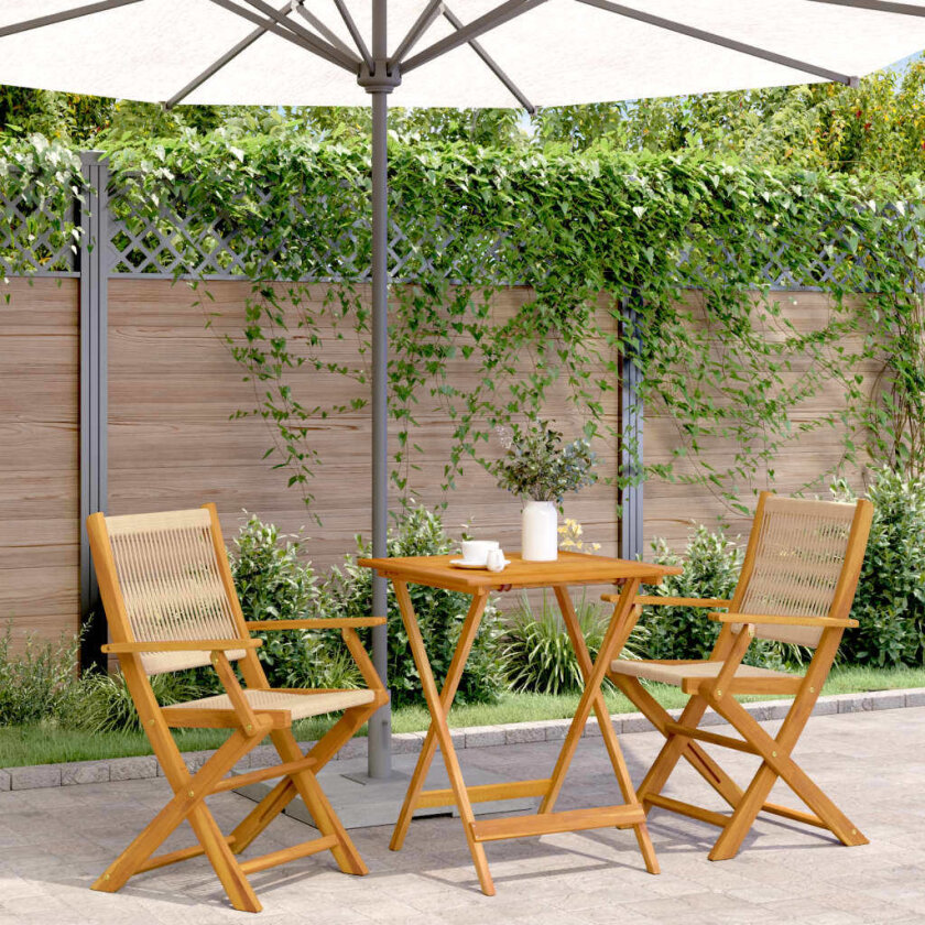 Bistrosett 3 deler beige polypropylen og heltre