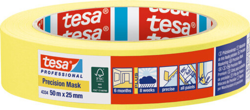tesa maskeringstape 4334 Presisjon 25 mm x 50 m