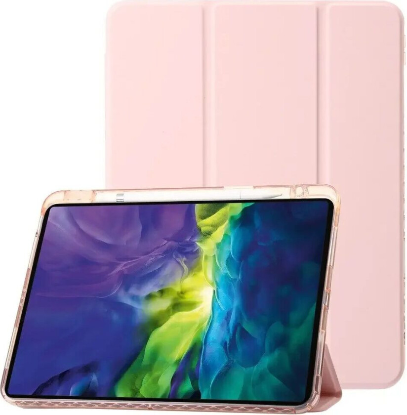 iPad Pro 13" (2024) Tri-Fold Kunst Skinn Deksel med Apple Pencil Holder - Rosa