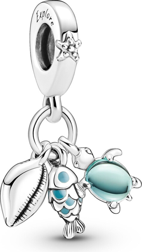 , Charms i 925 sølv med fisk,skilpadde og konkylie