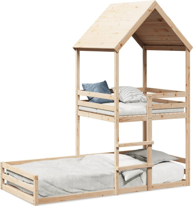 Køyeseng med tak 90x200 cm heltre furu