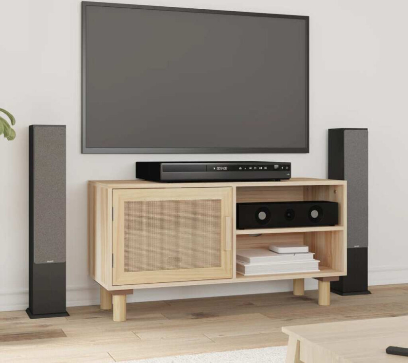 TV-benk brun 80x30x40 cm heltre furu og naturrotting