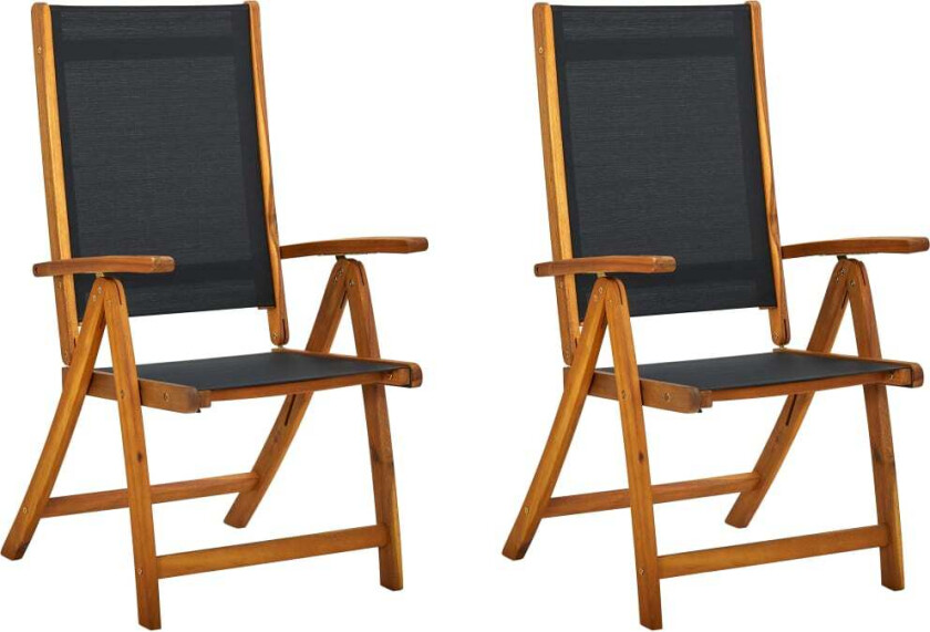 Sammenleggbare stoler 2 stk akasie og textilene