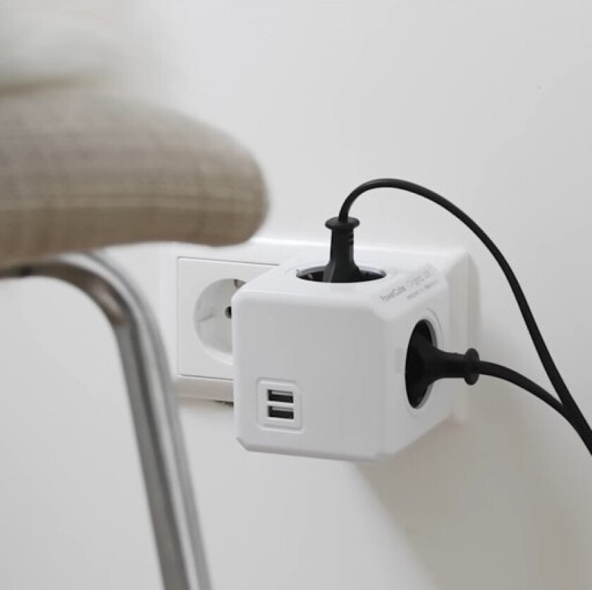 PowerCube original USB - 4 uttak - hvit/blå