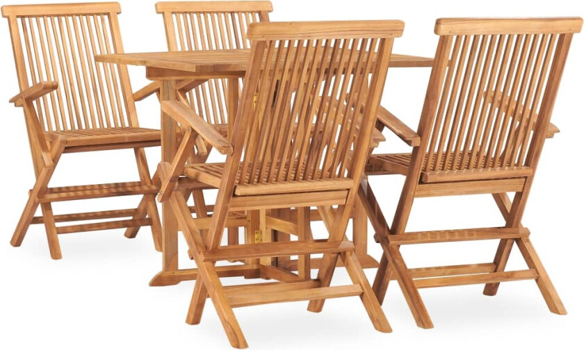 Utendørs spisestue sammenleggbar 5 deler heltre teak