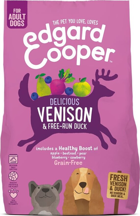 Edgard & Cooper Dog Grain Free Hjort & And (12 kg)
