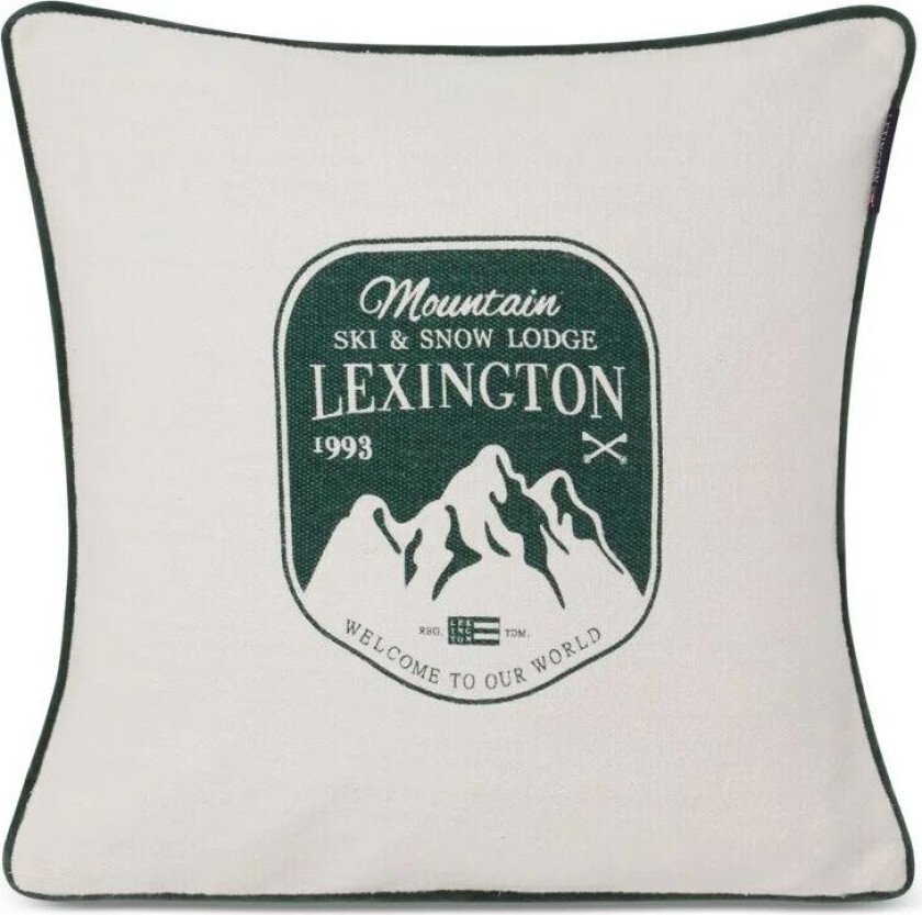 Mountain Logo putetrekk 50x50 cm Hvit-grønn