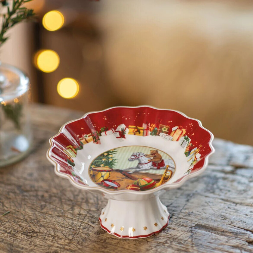 Toy's Fantasy skål på fot 14,7 cm Hvit-rød