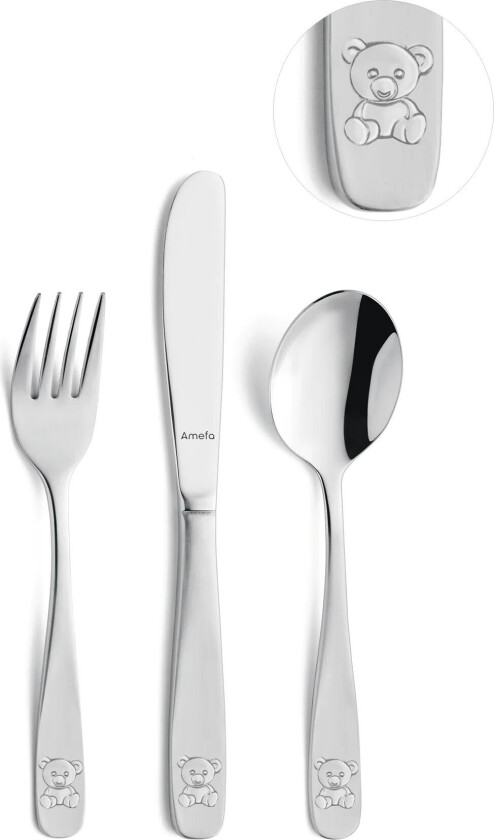 Bear barnebestikk 3 deler Rustfritt stål