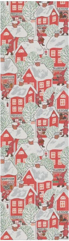 Nissebyen bordløper 35x120 cm Rød