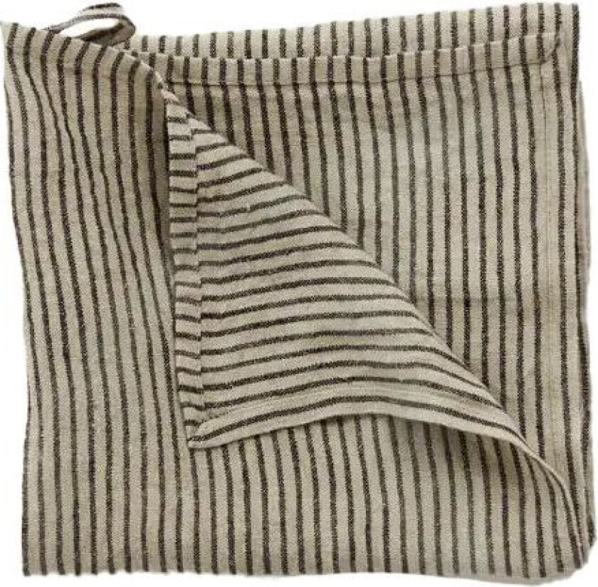 Stripe kjøkkenhåndkle lin 45x65 cm Svart sand