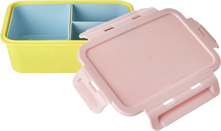 Rice matboks med 3 rom Soft yellow