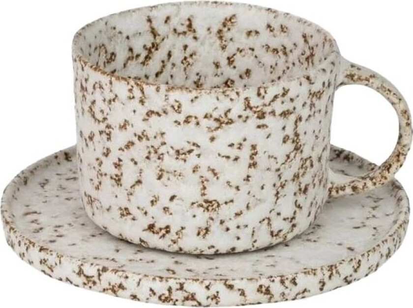 Salt kopp og skål Beige-hvit