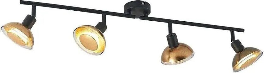 Erin LED-takspot med svart/gull 4-lk.