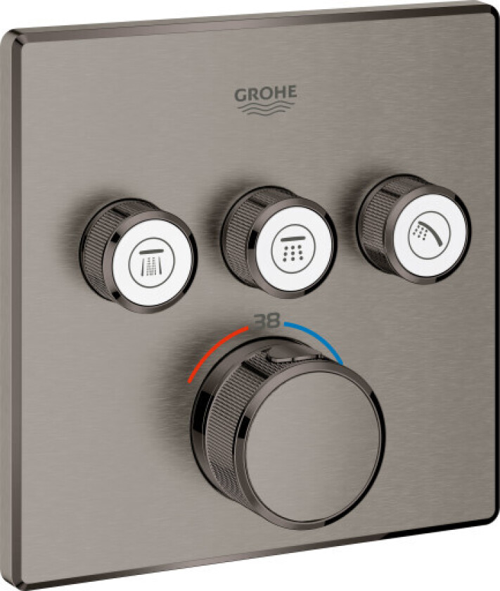 GROHE termostatbatteri 158x158mm ekstra deler/4kt 3vent messing lager