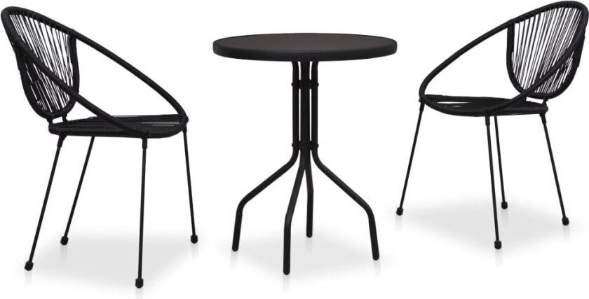 Bistrosett 3 deler PVC-rotting svart
