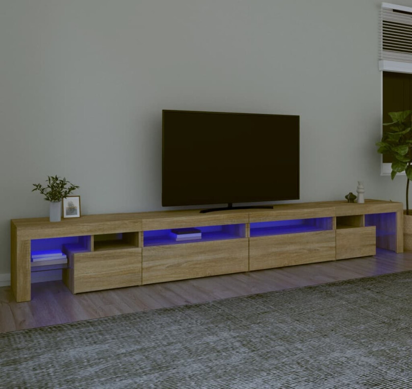 TV-benk med LED-lys sonoma eik 290x36,5x40 cm