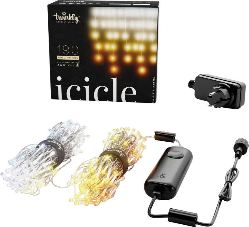 Icicle - 190 App-Controlled Warm to Cool White LEDs. Clear Wire.