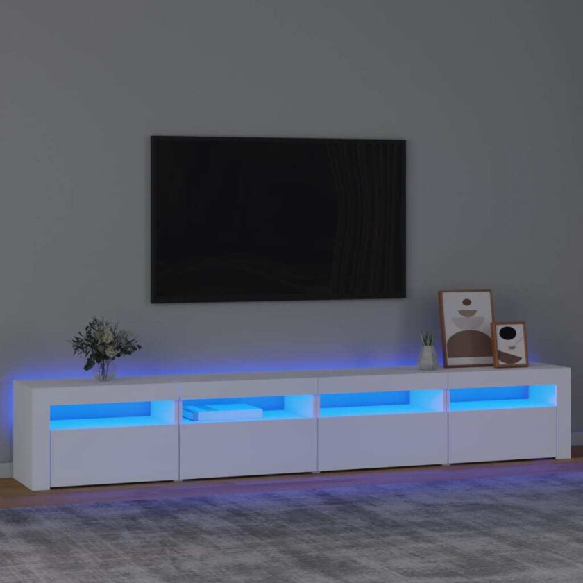 TV-benk med LED-lys hvit 240x35x40 cm