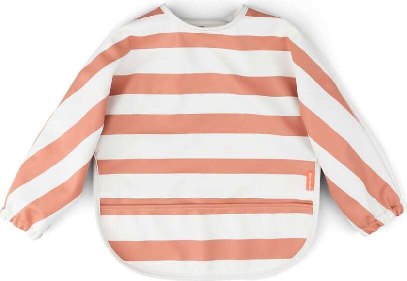 Sleeved pocket bib Stripes Papaya