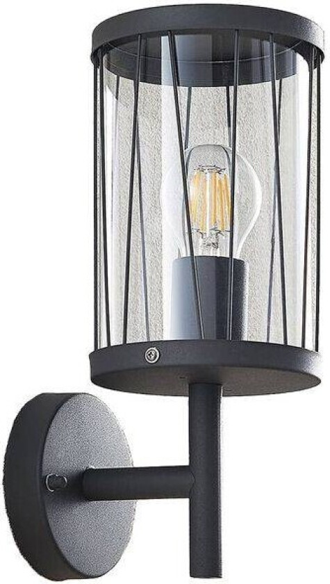 Yonan utevegglampe, rund, mørkegrå, E27