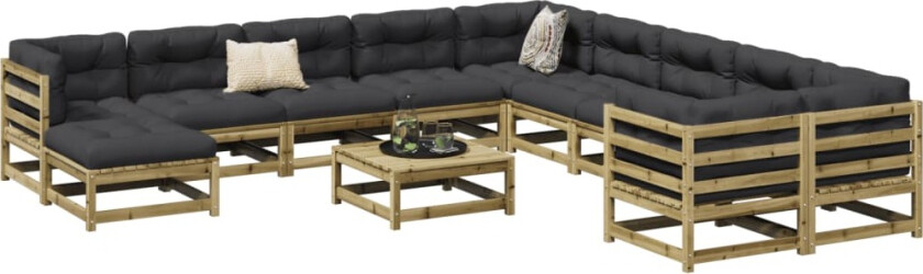 Hagesofasett 12 deler impregnert furu