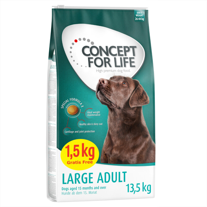 12 + 1,5 kg gratis! Concept for Life hundefôr i bonuspakke - Large Adult Bonusbag 12 + 1,5 kg