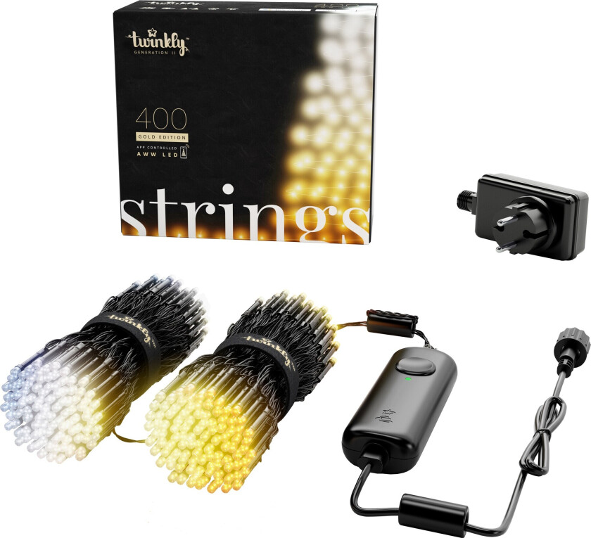 TWINKLY Strings 400 Gold Edition (TWS400GOP-BEU) Intelligent juletræsbelysning 400 LED AWW 32 m